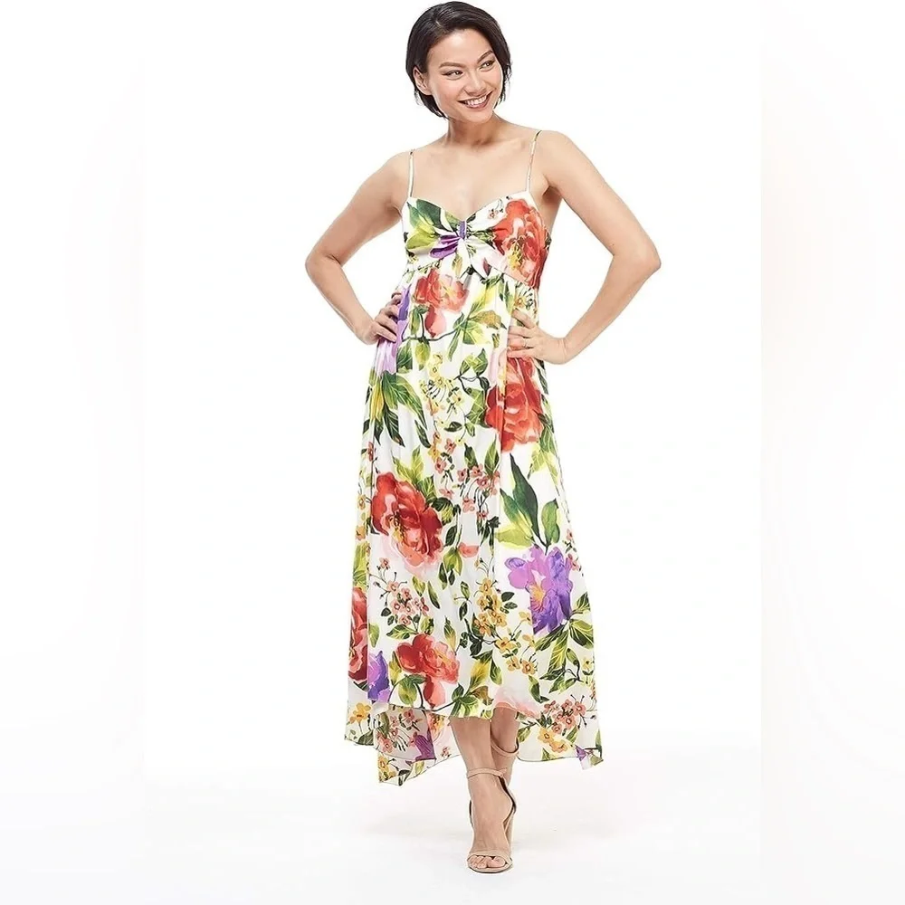 LONDON TIMES | Floral Tie Slip Dress - Picture 3 of 13